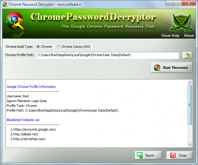 دانلود نرم افزار Chrome Password Decryptor