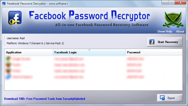 دانلود نرم افزار Facebook Password Decryptor