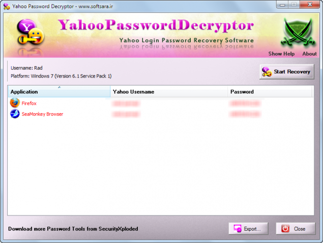 دانلود نرم افزار Yahoo Password Decryptor