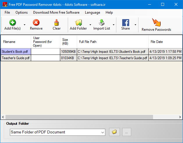 دانلود نرم افزار Free PDF Password Remover